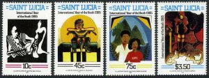 St Lucia 791-794,795,MNH.Mi 797-800,Bl.43. UN Youth Year IYY-1985.Illustrations.