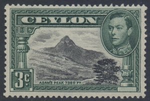 Ceylon Scott 279c - SG387b, 1938 George VI 3c Perf 13.1/2 MH*