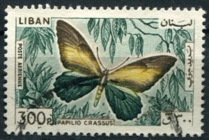 Lebanon Sc#C435 Used, 300p multi, Butterflies (1965) (1965)