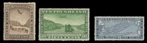 Newfoundland #C9-11 Cat$140, 1931 Airpost, set of three, lightly hinged