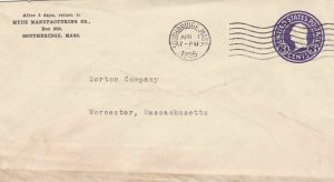 U.S. HYDE MANUFACTURING CO, Southbridge,Mass 1935 Cancel Pre Paid Cover Rf 47732