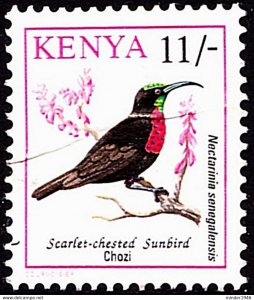 KENYA 1993 QEII 11/- Multicoloured, Native Birds-Scarlet Chested Songbird SG5...