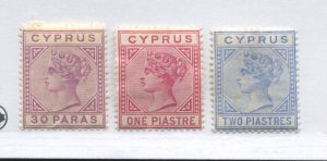 Cyprus QV  1884 30 paras to 2 piastres mint o.g. hinged