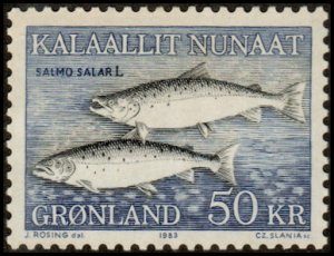 Greenland 141 - Unused-NG - 50k Atlantic Salmon (1983) (cv $18.00)