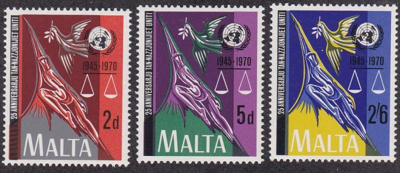 Malta # 420-422, U.N. 25th Anniversary, NH 1/2 Cat.