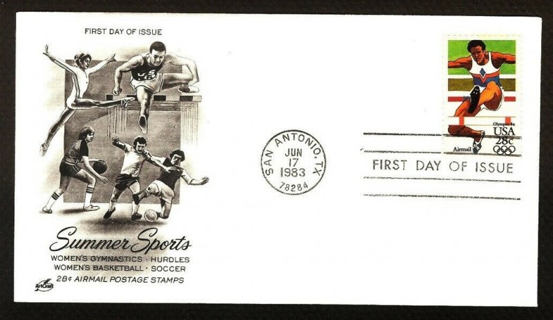 FIRST DAY COVER #C102 Olympic Hurdles ~ Summer Sports U/A ARTCRAFT FDC 1983