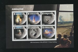 Gibraltar 1727 First Man on the Moon Stamp Sheet MNH 2020