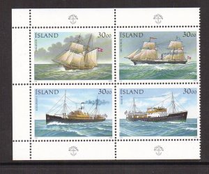 Iceland   #745  MNH  1991   ships  block of 4
