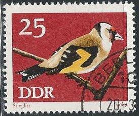Germany DDR 1457 (used cto) 25pf birds: goldfinch