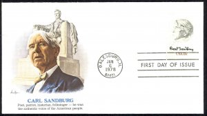 USA Sc# 1731 (Fleetwood) FDC (a) (Galesburg, IL) 1978 1.6 Carl Sandburg