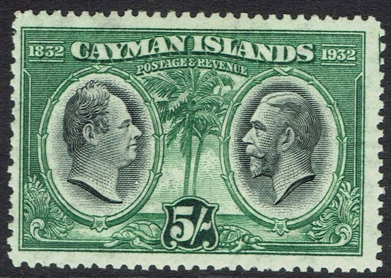 CAYMAN ISLANDS 1932 CENTENARY 5/-