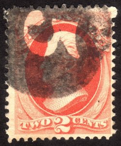 1875, US 2c, Negative Numeral 5 Fancy cancel, Used, Sc 178