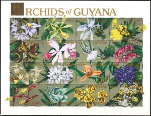 Guyana 1990 Flowers Orchids (III) Sheet MNH