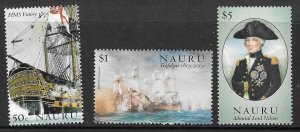 NAURU SG604/6 2005 BATTLE OF TRAFALGAR 2nd ISSUE  MNH