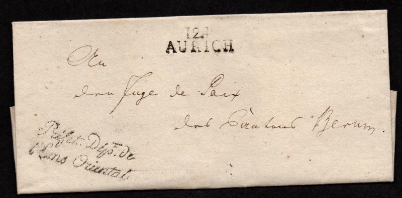 $German Stampless Cover, Aurich-Berum