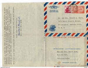 India 1973 Uprated PS Cover Aerograme to USA Indiana 17257