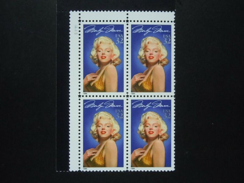 #2967 32c Marilyn Monroe Plate Block MNH OG VF #2