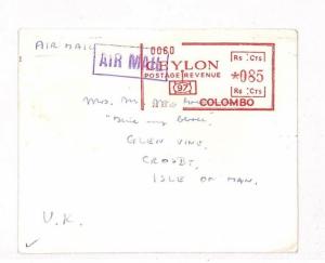 Colombo Sri Lanka Crosby Isle of Man GB Airmail Cover {samwells} PTS UU67