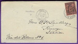 Febry 1879 SMYRNA TURKEY to FLORENCE ITALY, Cholera Fumigation Slits w Letter!