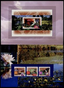 Australia 1526-7, 32, 35a in Presentation Folder, Bird, Frog, Butterfly, Flowers
