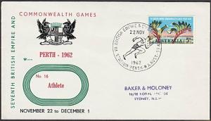 AUSTRALIA 1962 Commonwealth Games commem cover - RUNNING cancel............27538