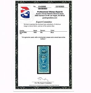 VERY AFFORDABLE GENUINE SCOTT #R58c 1862 BLUE LIFE INSURANCE REVENUE PSE CERT