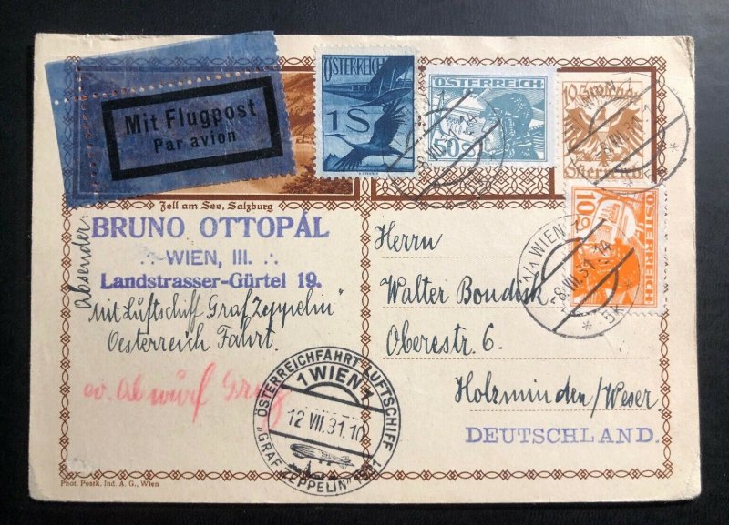 1947 Vienna Austria Graf zeppelin LZ127 Postcard Cover to Germany SC#C21 C27
