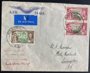 1937 Bulawayo Southern Rhodesia First Flight Airmail Cover To Livingstone Northe