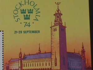 ​MONGOLIA-SC#C68 WORLD STAMP EXHIBITION-STOCKHOLMIA'74-MNH S/S-VERY FINE