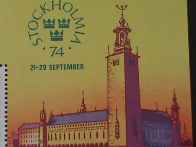 ​MONGOLIA-SC#C68 WORLD STAMP EXHIBITION-STOCKHOLMIA'74-MNH S/S-VERY FINE
