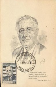 ahp97 Argentina Franklin Roosevelt 1961 first day cover card