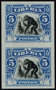 Liberia #103 Chimpanzee Imperf Pair; MNH (5Stars)