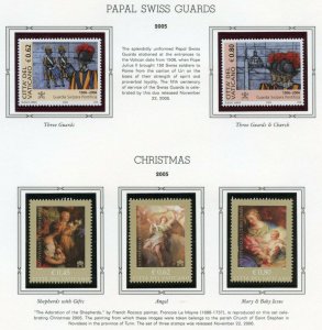 VATICAN CITY 2005  COMPLETE YEAR SET STAMPS WITH BOOKLET  MINT NH ON ALBUM PAGES