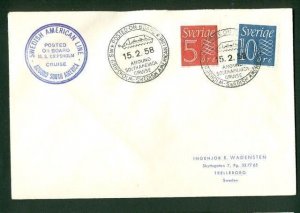 Sweden. Ship Cover 1958 M/S Gripsholm  Swe Amk Line. Around South America Cruise