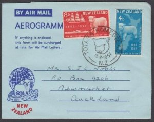 NEW ZEALAND 1957 Sheep commem airletter FDC - special cancel................V490