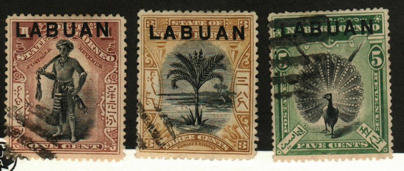 Labuan #72A, 75-6 used