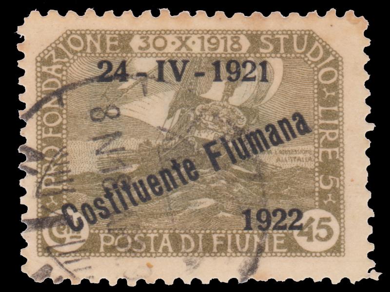 ITALY FIUME OCCUPATION STAMP YEAR 1922 SCOTT # 165. USED