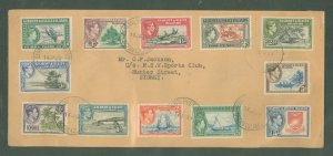 Gilbert & Ellice Islands 40-51v  legal size cover 14 ja 39, gpo, ocean island, gibbons quotes from 4 x on cover, great display p