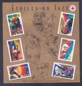 France 2810a (2905-10) MNH 2002 Jazz Musicians Souvenir Sheet of 6 VF-XF