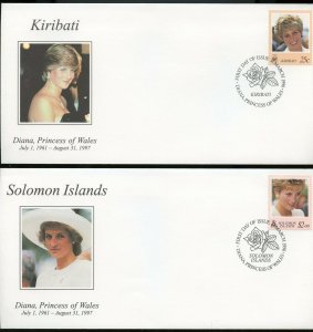 PRINCESS DIANA LOT OF TEN DIFFERENT FOREIGN FIRST DAY COVERS 