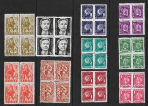 BULGARIA (170+) Mint Never Hinged Blocks of 4 from 1940s/1950s ALL DIFFERENT!