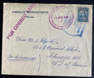 1928 Colombia Legislative Political Official cover To Chicago IL Usa