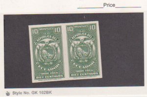 ECUADOR 1936 REVENUES COAT OF ARMS OLAMO # 335 IMPERF Pair GREEN Proof VF MNH