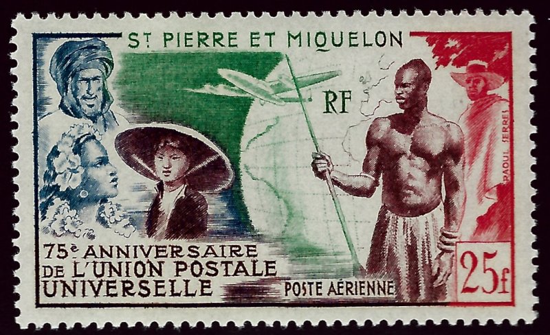 St. Pierre & Miquelon UPU Sc C18 MNH VF SCV$20...French Colonies are Hot!