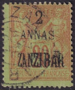 French Offices Zanzibar 1896 Sc 21 used tiny thin