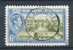 BAHAMAS; 1938 early GVI Pictorial issue fine used 6d. value fine POSTMARK