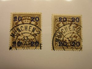 German States BAVARIA Scott 237 X 2 (Michel 177I, 177II) USED Lot11 Cat €6.40