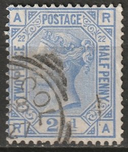 Great Britain 1881 Sc 82 used plate 22