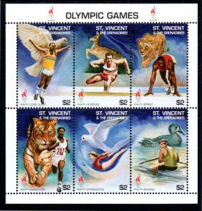 St Vincent 2200-2203 MNH S/S SCV $29.50 BIN $17.75 OLYMPIC SPORTS