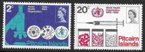 Pitcairn Islands Scott 95-96 MNH 20th Anniversary of WHO Set of 1968